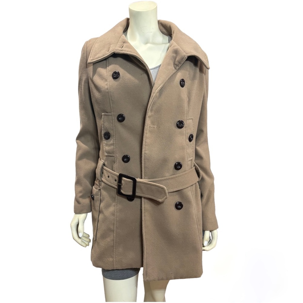 B Wear Tan Belted Pea Coat Size Medium